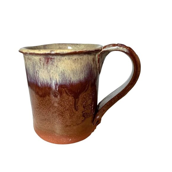 Spirit Song Studio Mug Redware Drip Glaze Cross Earthenware Mississippi 12 oz - Picture 4 of 16